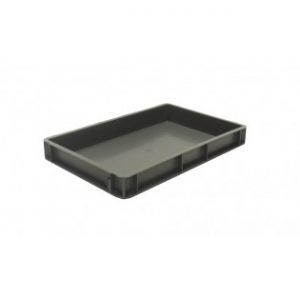 profile handles nesting high value clothing secure box automotive groceries goods distribution food safe polypropylene plastic reusable rtp storage flow stack nesting baskets distribution black recycled nesting euro stacker stacking container www.storageflow.co.uk logo storage flow grey