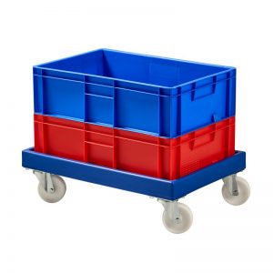 profile handles nesting high value clothing secure box automotive groceries goods distribution food safe polypropylene plastic reusable rtp storage flow stack nesting baskets distribution black recycled nesting euro stacker stacking container solid dolly