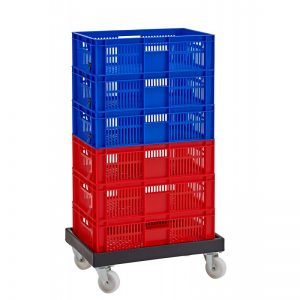 profile handles nesting high value clothing secure box automotive groceries goods distribution food safe polypropylene plastic reusable rtp storage flow stack nesting baskets distribution black recycled nesting euro stacker stacking container dolly stacked