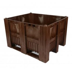 dolav lid storage flow www.storageflow.co.uk recyclable food safe storage bulk container pallet box moulded brown