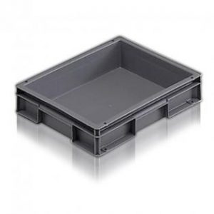 profile handles nesting high value clothing secure box automotive groceries goods distribution food safe polypropylene plastic reusable rtp storage flow stack nesting baskets distribution black recycled nesting euro stacker stacking container