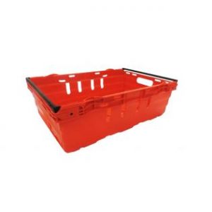 nesting container tray catering bakery goods distribution food safe polypropylene plastic reusable rtp storage flow stack nest red black bar