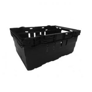 nesting container tray catering bakery goods distribution food safe polypropylene plastic reusable rtp storage flow stack nest recycled black