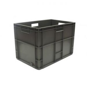 profile handles nesting high value clothing secure box automotive groceries goods distribution food safe polypropylene plastic reusable rtp storage flow stack nesting baskets distribution black recycled nesting euro stacker stacking container handles