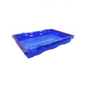 nesting container tray catering bakery goods distribution food safe polypropylene plastic reusable rtp storage flow stack nest blue red bar