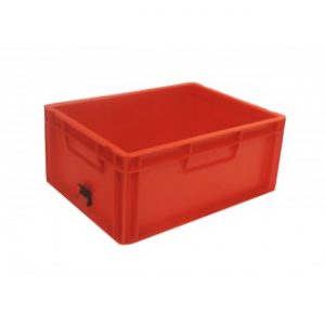 profile handles nesting high value clothing secure box automotive groceries goods distribution food safe polypropylene plastic reusable rtp storage flow stack nesting baskets distribution black recycled nesting euro stacker stacking container red