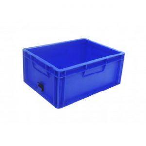 profile handles nesting high value clothing secure box automotive groceries goods distribution food safe polypropylene plastic reusable rtp storage flow stack nesting baskets distribution black recycled nesting euro stacker stacking container blue