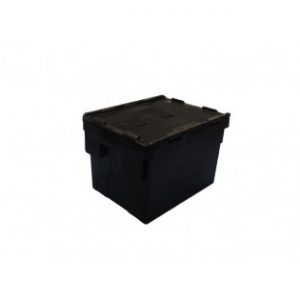handles nesting container high value clothing secure box automotive groceries goods distribution food safe polypropylene plastic reusable rtp storage flow stack nesting baskets distribution black recycled nesting alc totebox