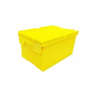 handles nesting container high value clothing secure box automotive groceries goods distribution food safe polypropylene plastic reusable rtp storage flow stack nesting baskets distribution yellow alc totebox