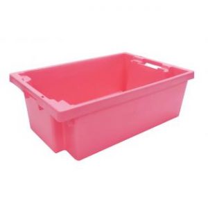 handholds nesting container tray catering bakery goods distribution food safe polypropylene plastic reusable rtp pink storage flow stack nest 180 distribution
