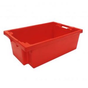 handholds nesting container tray catering bakery goods distribution food safe polypropylene plastic reusable rtp red storage flow stack nest 180 distribution