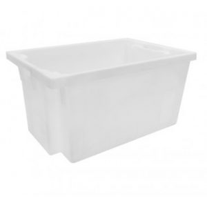 handholds nesting container tray catering bakery goods distribution food safe polypropylene plastic reusable rtp white deep storage flow stack nest 180 distribution