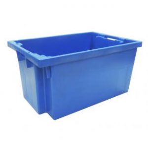 handholds nesting container tray catering bakery goods distribution food safe polypropylene plastic reusable rtp blue storage flow stack nest 180 distribution