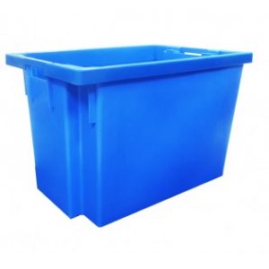 handholds nesting container tray catering bakery goods distribution food safe polypropylene plastic reusable rtp blue storage flow stack nest 180 distribution