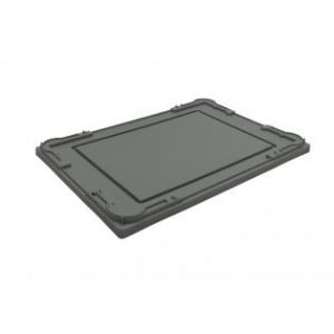 handholds nesting container tray catering bakery goods distribution food safe polypropylene plastic reusable rtp storage flow stack nest 180 distribution grey lid