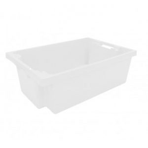 handholds nesting container tray catering bakery goods distribution food safe polypropylene plastic reusable rtp storage flow stack nest white 180 distribution