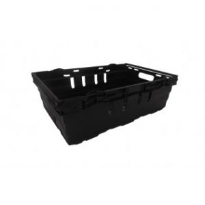 nesting container tray catering bakery goods distribution food safe polypropylene plastic reusable rtp storage flow stack nest recycled black