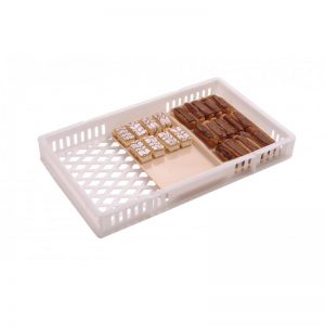 confectionery tray catering bakery goods distribution food safe polypropylene plastic reusable rtp storage flow white cakes uses