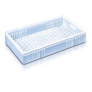 confectionery tray catering bakery goods distribution food safe polypropylene plastic reusable rtp storage flow white