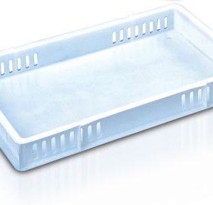 confectionery tray catering bakery goods distribution food safe polypropylene plastic reusable rtp storage flow white solid ventilated sides